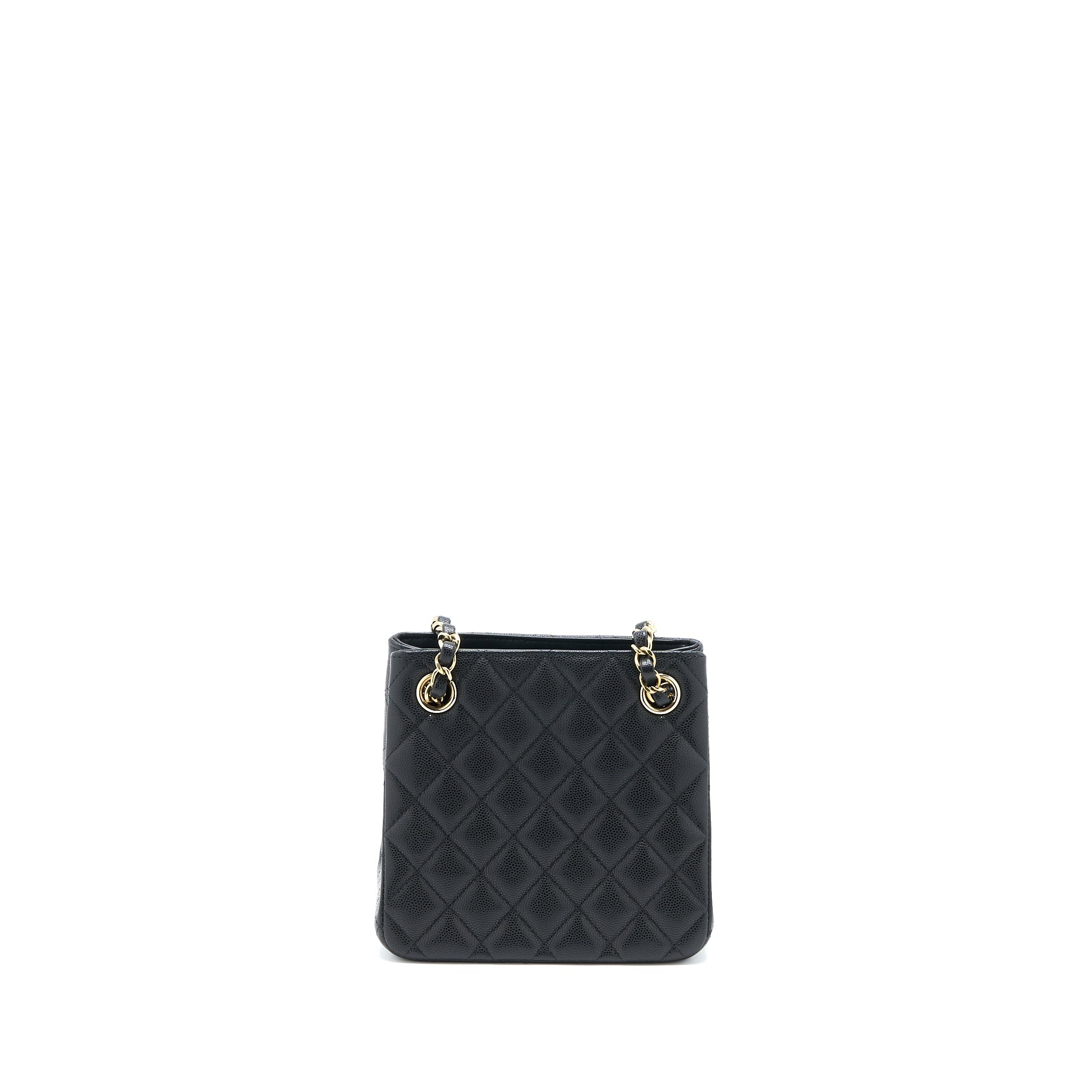 CHANEL MINI BUCKET TOTE BAG CAVIAR BLACK LGHW (MICROCHIP)