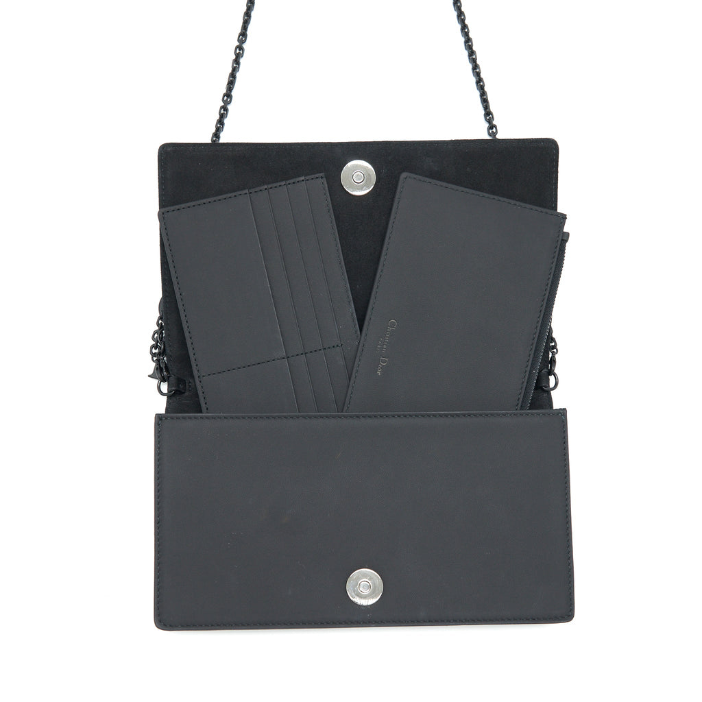 DIOR LADY DIOR POUCH ULTRAMATTE CANNAGE CALFSKIN BLACK HARDWARE