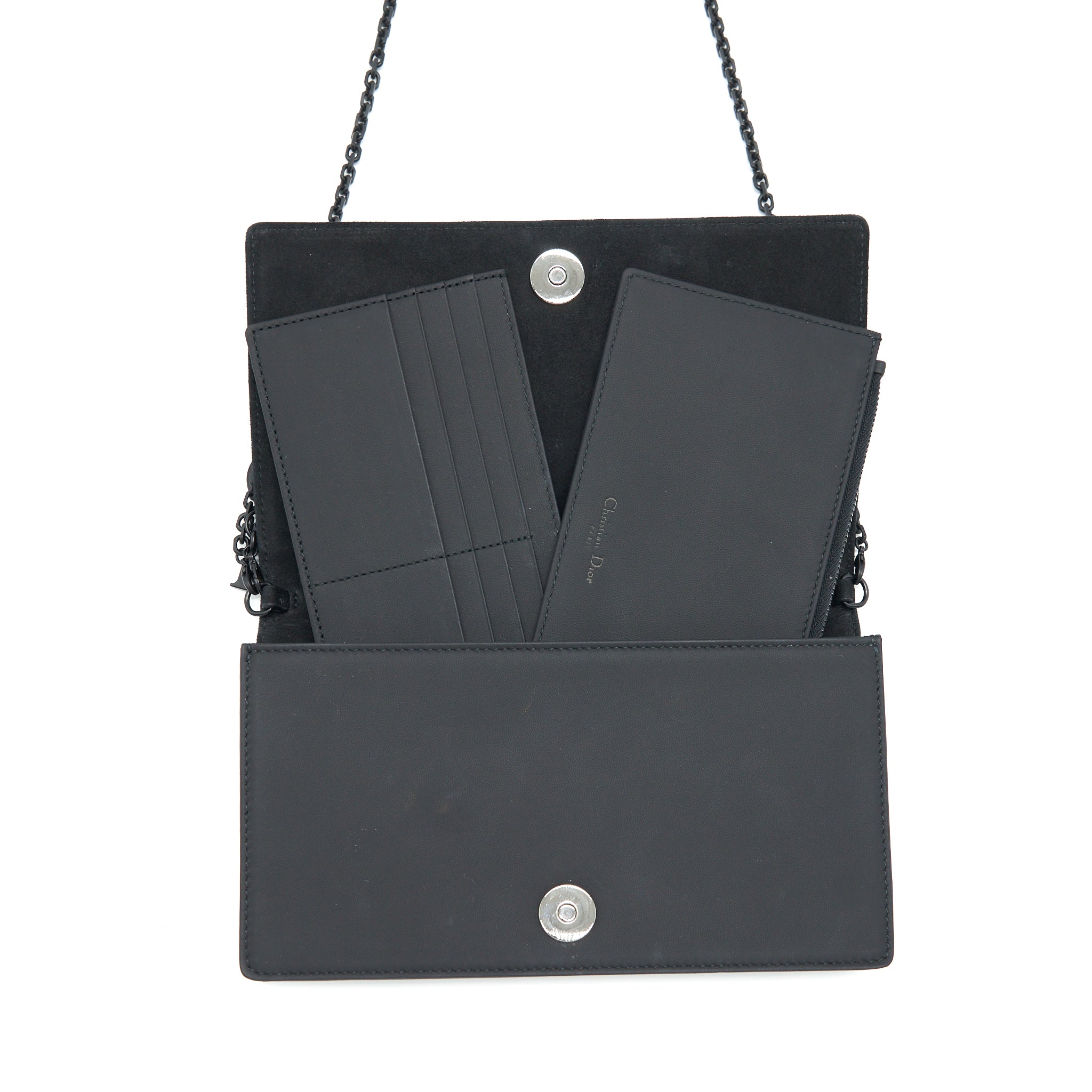 DIOR LADY DIOR POUCH ULTRAMATTE CANNAGE CALFSKIN BLACK HARDWARE