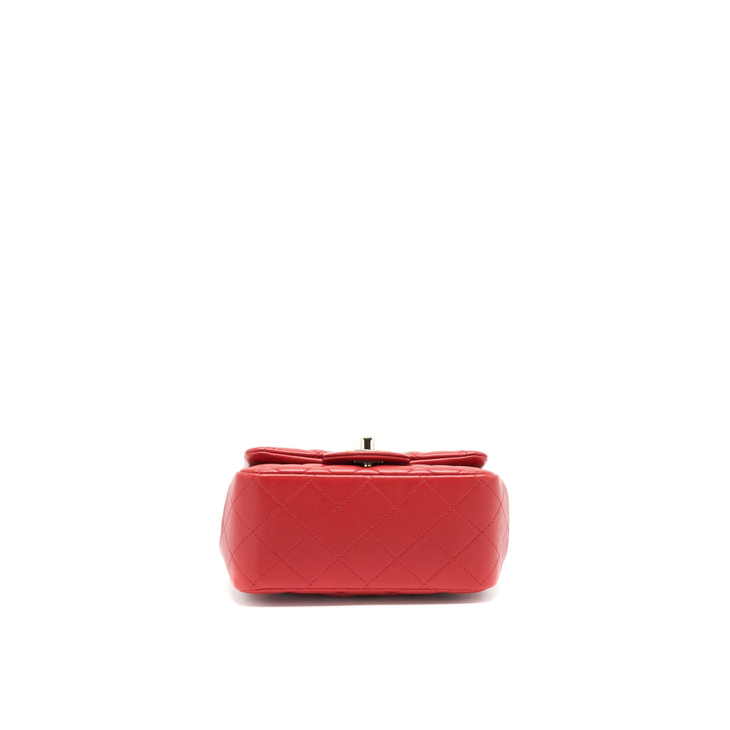 CHANEL MINI SQUARE FLAP BAG RED LGHW