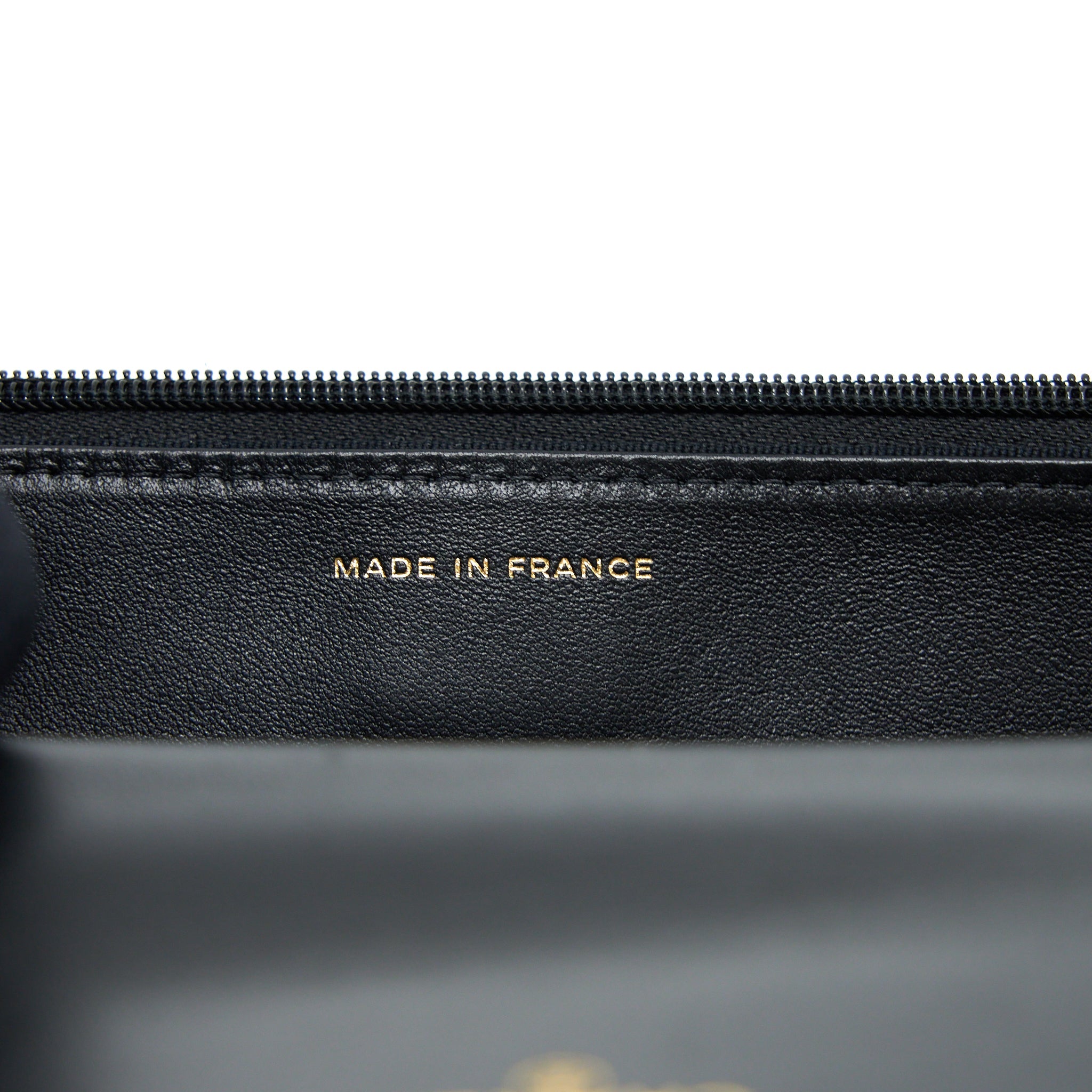 CHANEL TOP HANDLE WALLET ON CHAIN LAMBSKIN BLACK BRUSHED GHW (MICROCHIP)