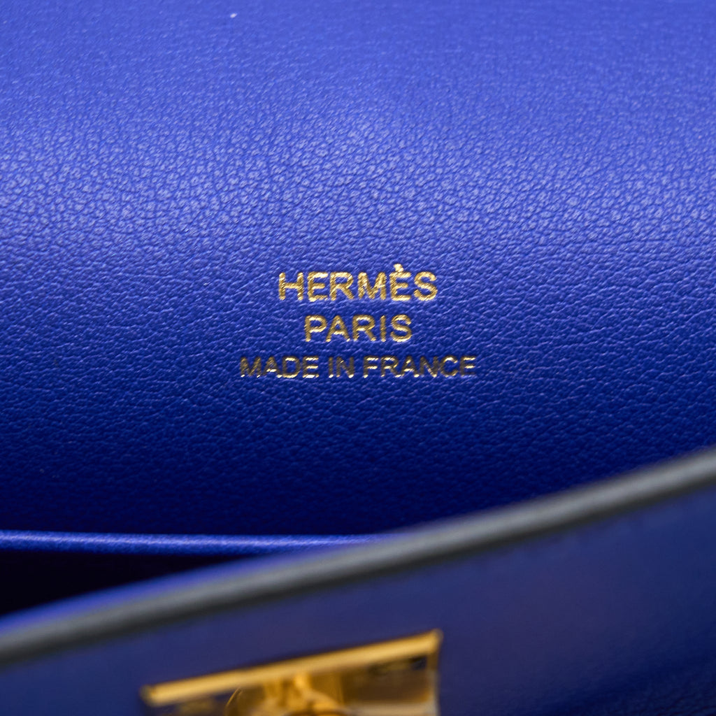 HERMES KELLY POCHETTE SWIFT BLUE ELECTRIC GHW