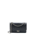 CHANEL SMALL 2.55 225 REISSUE FLAP BAG AGED CALFSKIN BLACK RUTHENIUM SHW