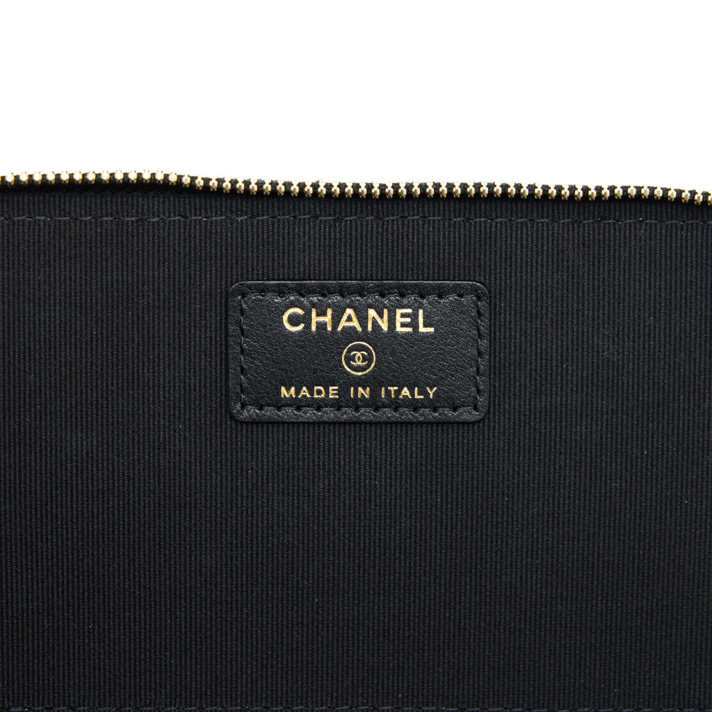 CHANEL TOP HANDLE LONG VANITY WITH CHAIN LAMBSKIN BLACK GHW