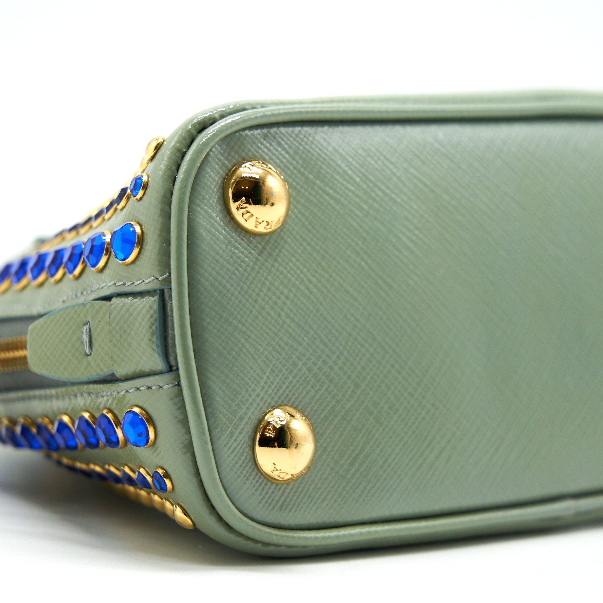 PRADA SAFFIANO MINI CROSSBODY BAG LIGHT GREEN