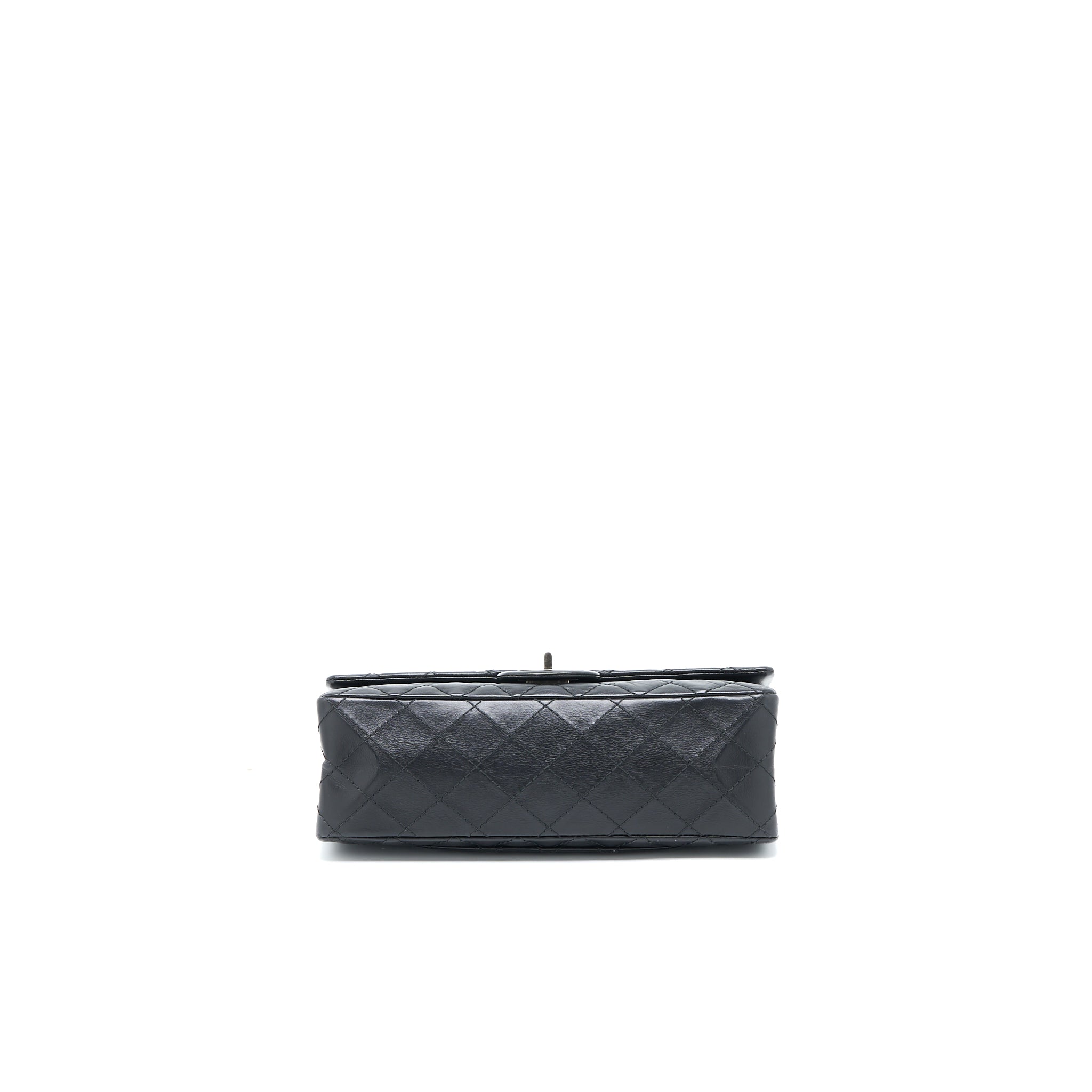 CHANEL SMALL 2.55 225 REISSUE FLAP BAG AGED CALFSKIN BLACK RUTHENIUM SHW