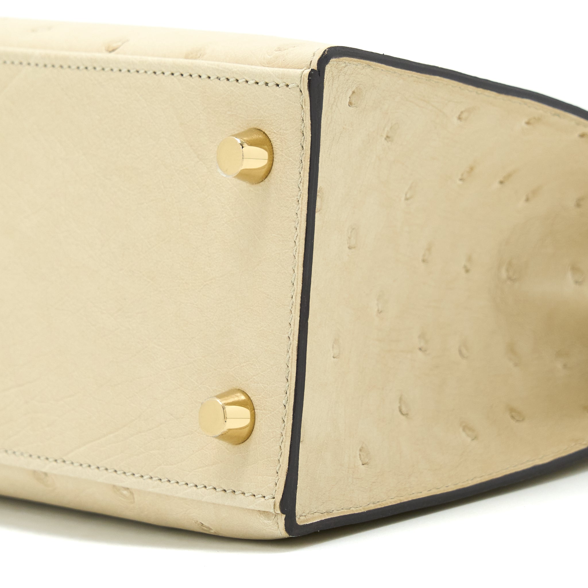 HERMES KELLY 25 OSTRICH 3C PARCHEMIN GHW