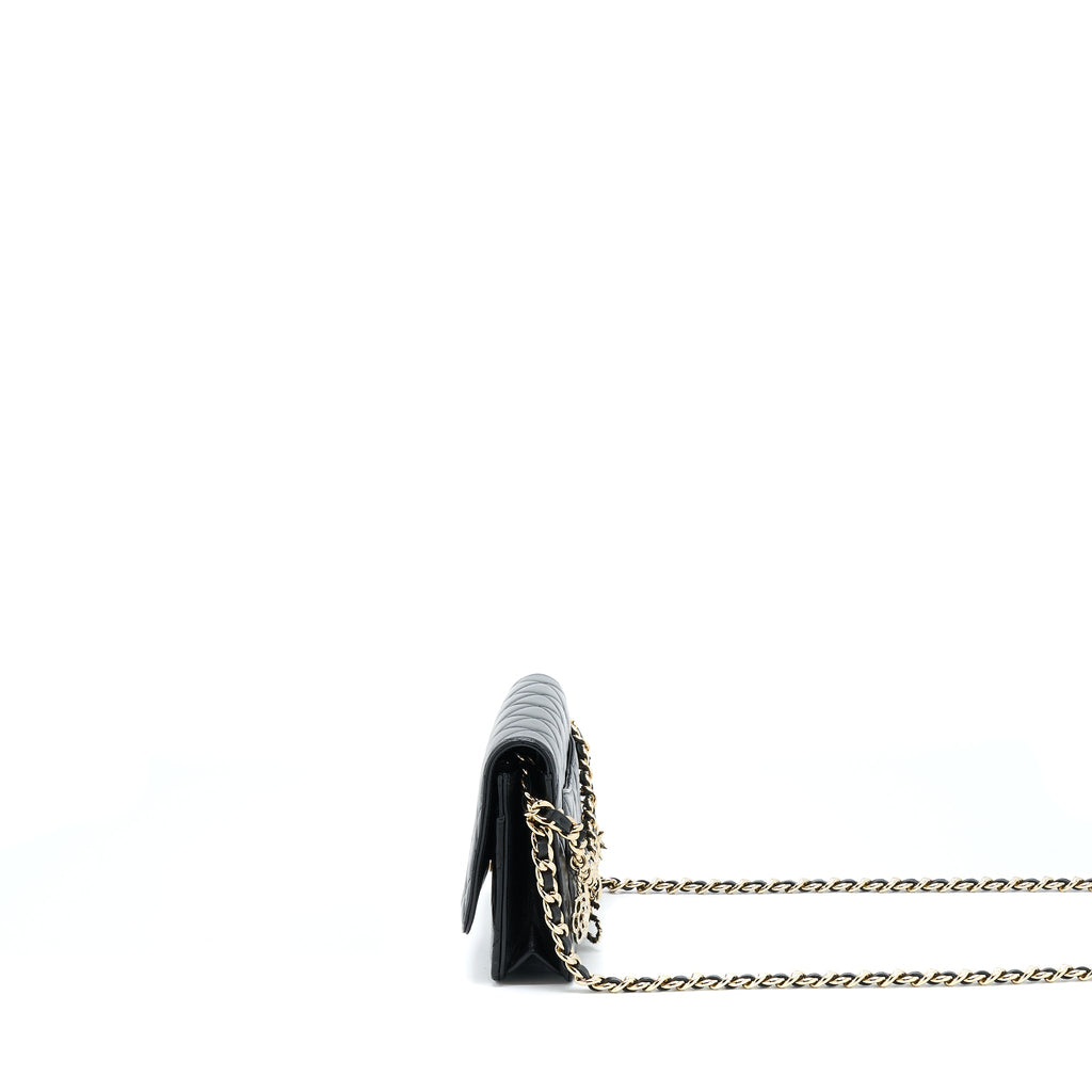 CHANEL COCO CHARM WALLET ON CHAIN LAMBSKIN BLACK LGHW