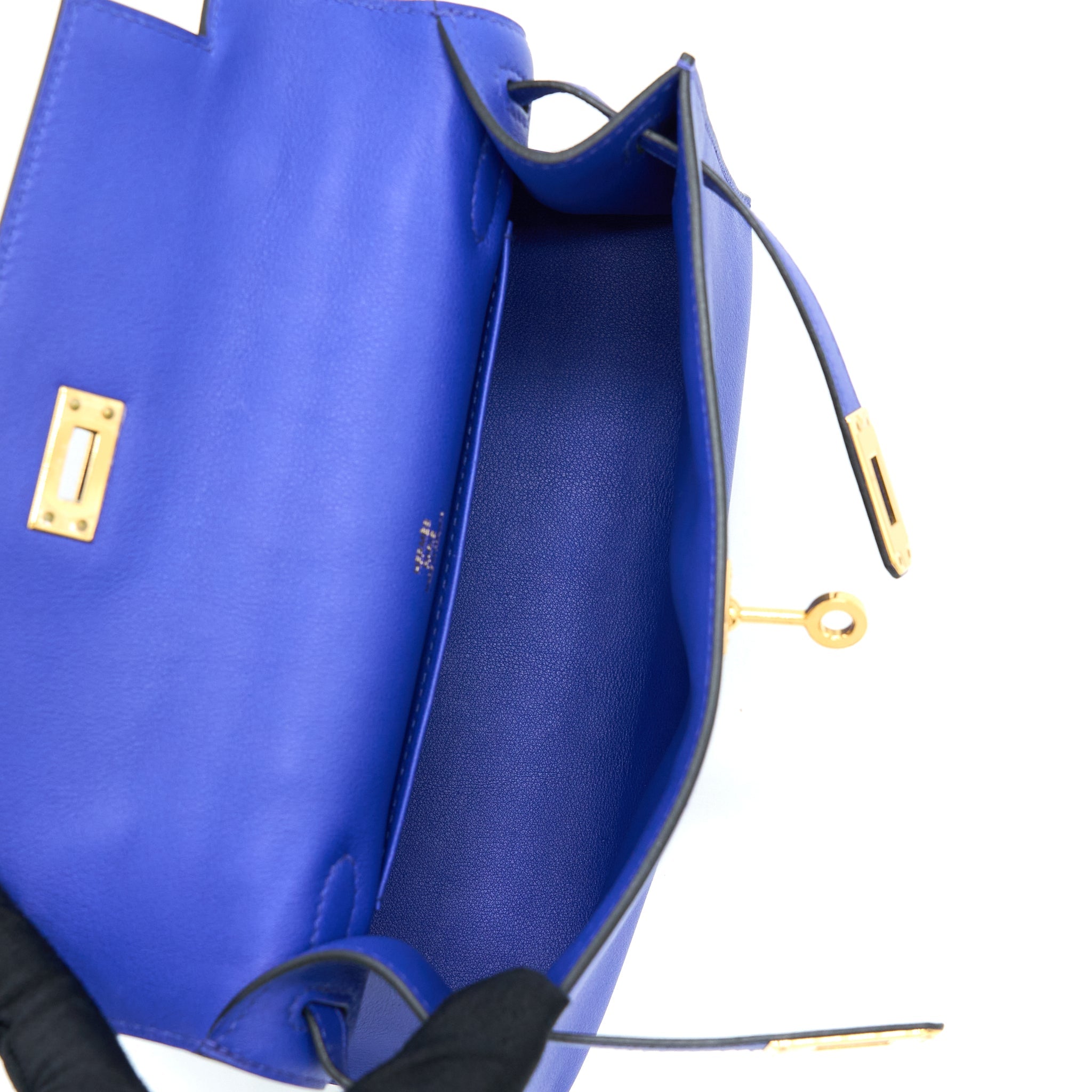 HERMES KELLY POCHETTE SWIFT BLUE ELECTRIC GHW