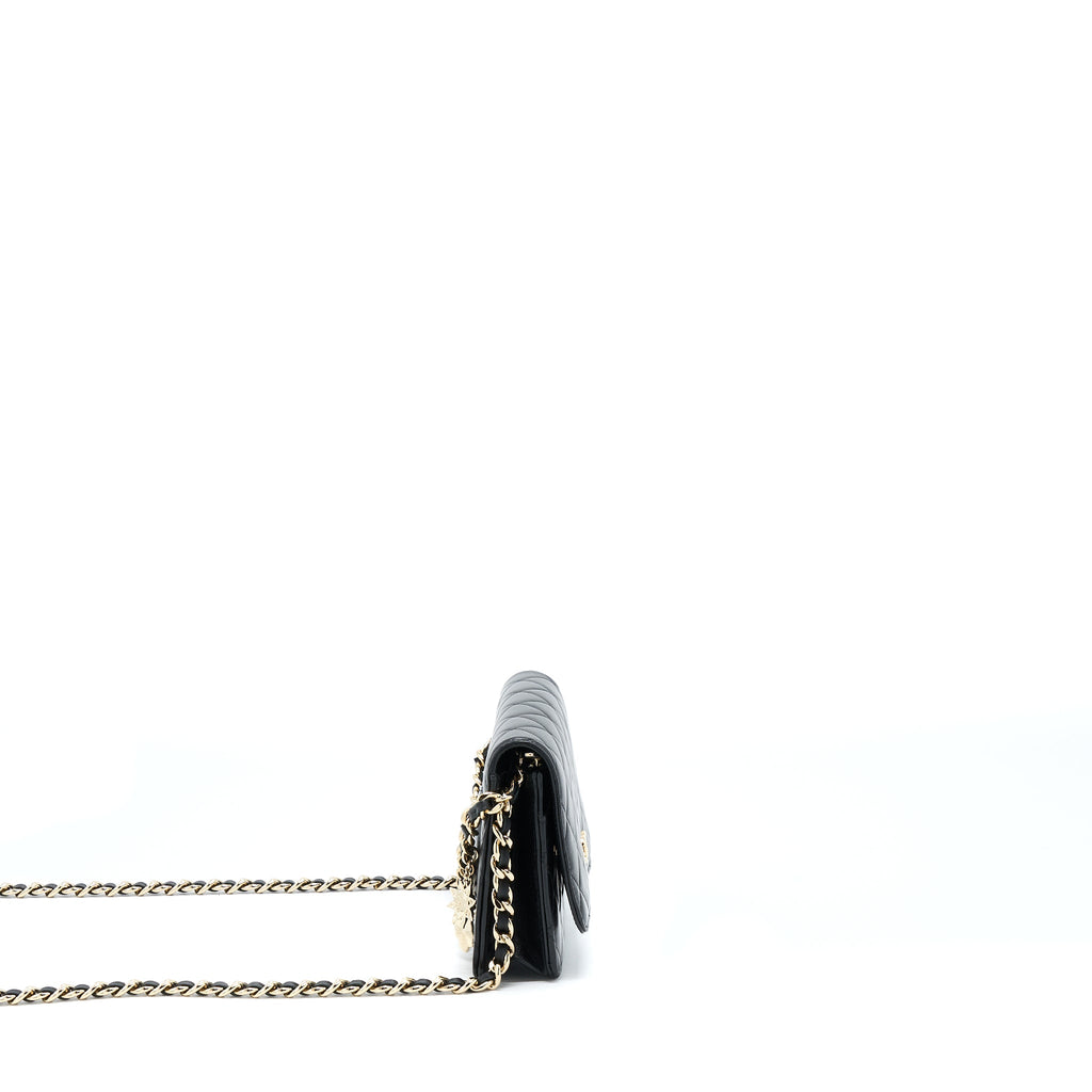 CHANEL COCO CHARM WALLET ON CHAIN LAMBSKIN BLACK LGHW