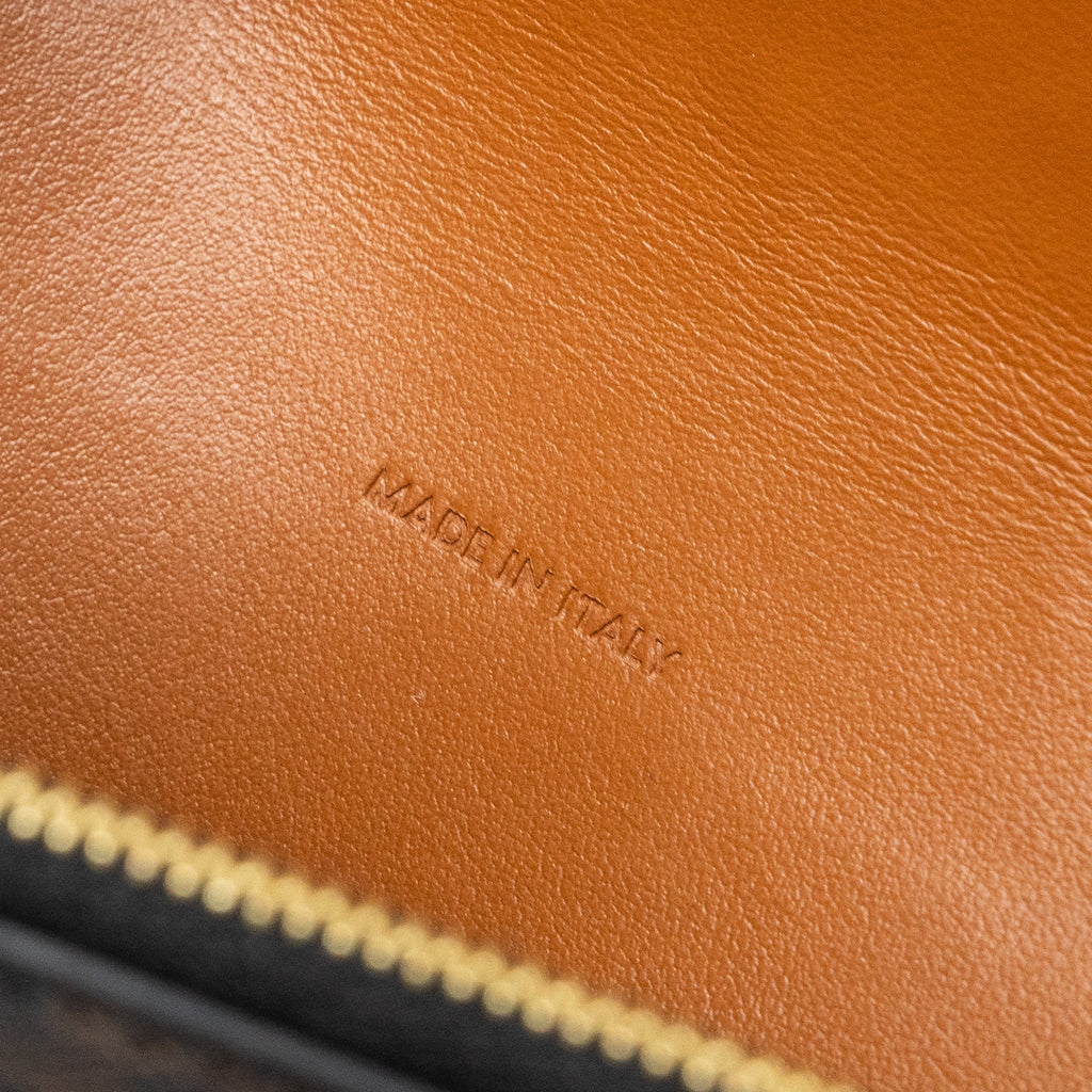 CELINE WALLET ON STRAP TRIOMPHE CANVAS / SMOOTH LAMBSKIN TAN WITH GHW