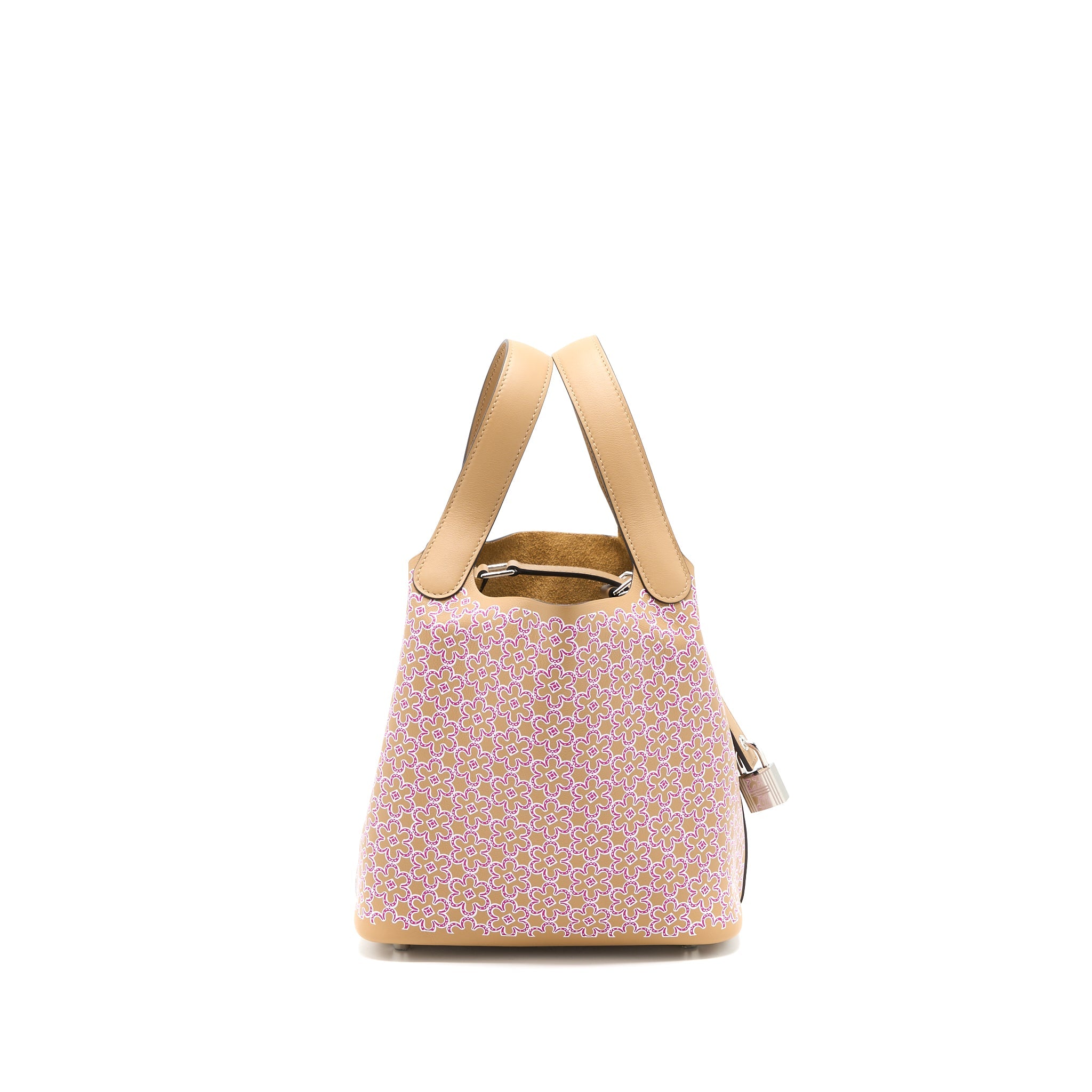 HERMES PICOTIN 18 LOCK BAG LUCKY DAISY SWIFT CHAI/ROSE/BLANC SHW