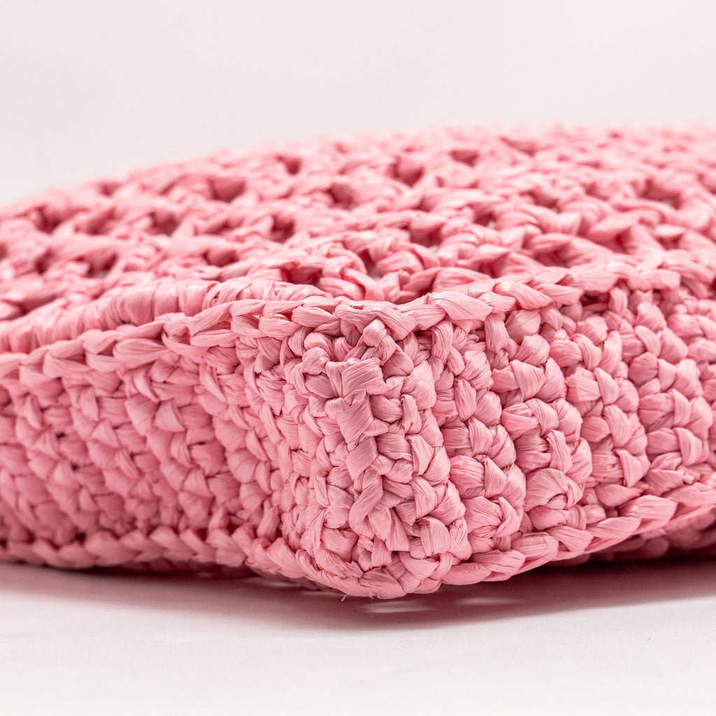 PRADA CROCHET TOTE BAG RAFFIA PINK