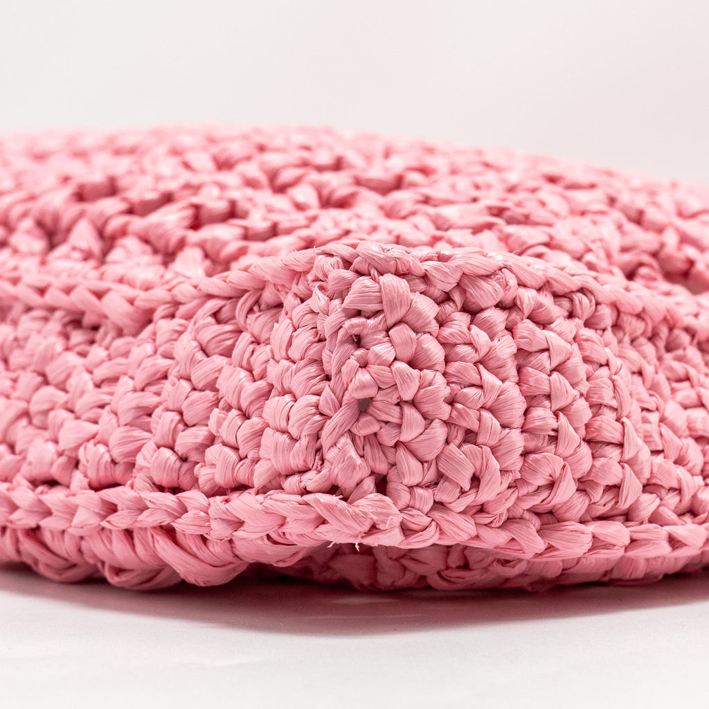 PRADA CROCHET TOTE BAG RAFFIA PINK