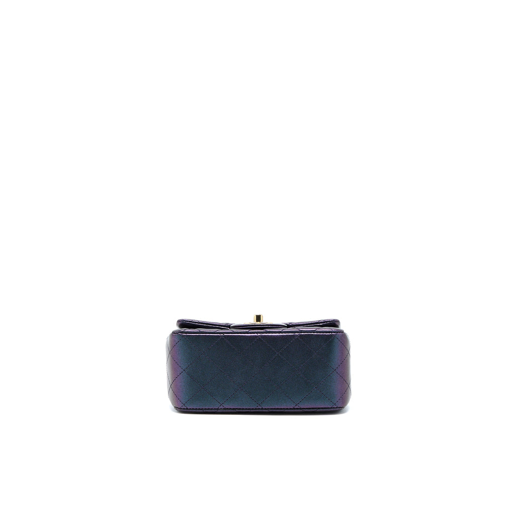 CHANEL 22B MINI SQUARE PEARLY LAMBSKIN BLACK LGHW (MICROCHIP)