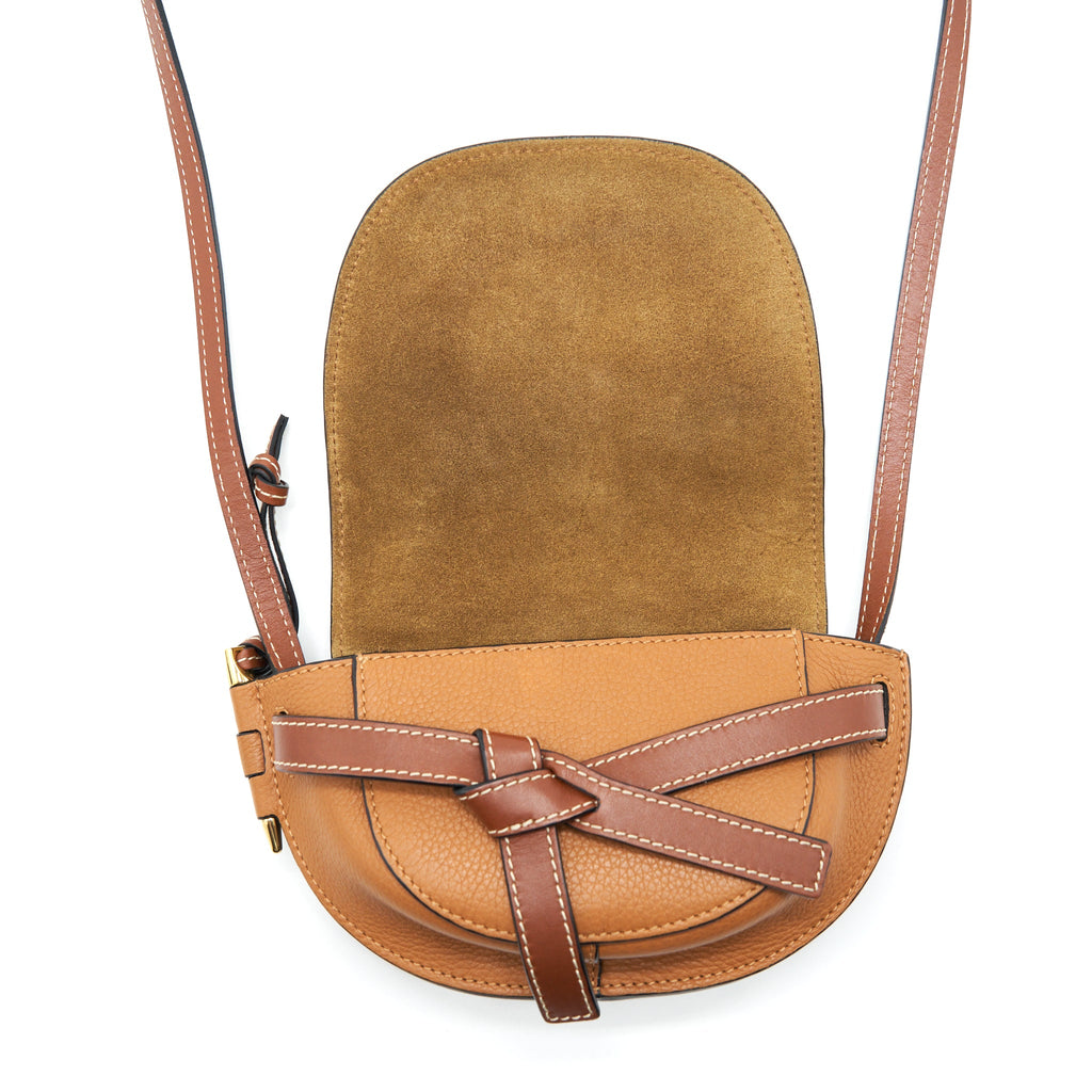 LOEWE MINI GATE BAG GRAIN CALFSKIN TAN GHW