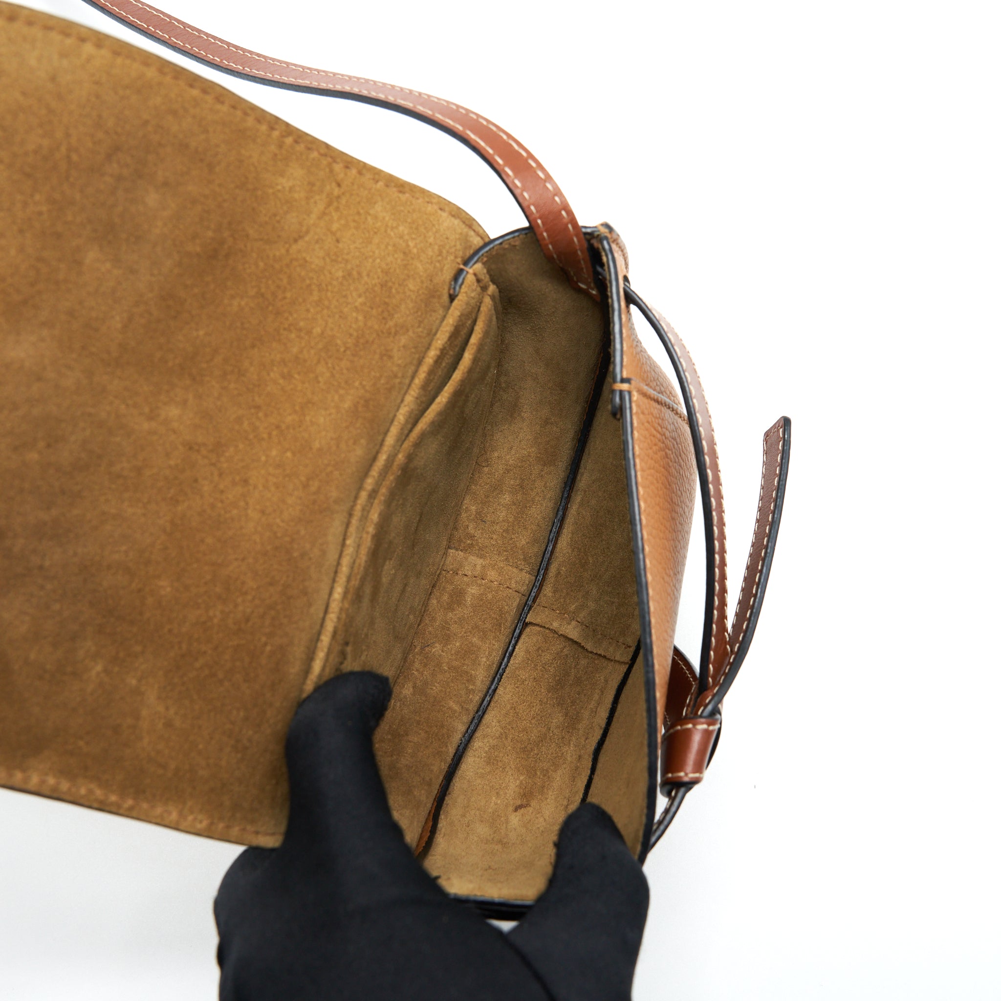 LOEWE MINI GATE BAG GRAIN CALFSKIN TAN GHW