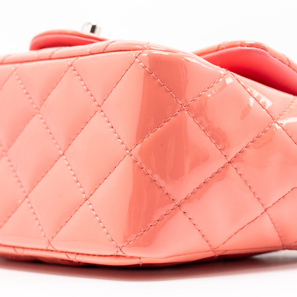 CHANEL MINI SQUARE FLAP BAG PATENT PINK SHW