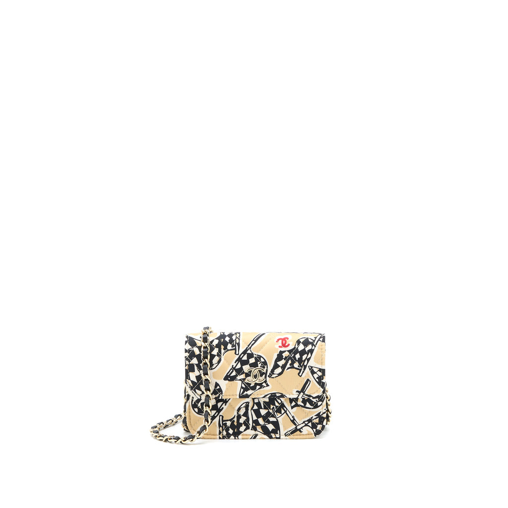 CHANEL MINI CLUTCH WITH CHAINS FABRIC MULTICOLOUR LGHW (MICROCHIP)