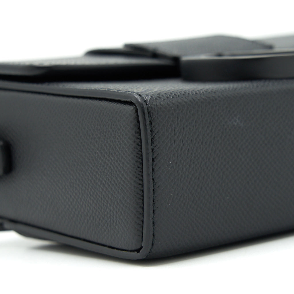 DIOR 30 MINI MONTAIGN BOX GRAINED CALFSKIN BLACK WITH BLACK HARDWARE