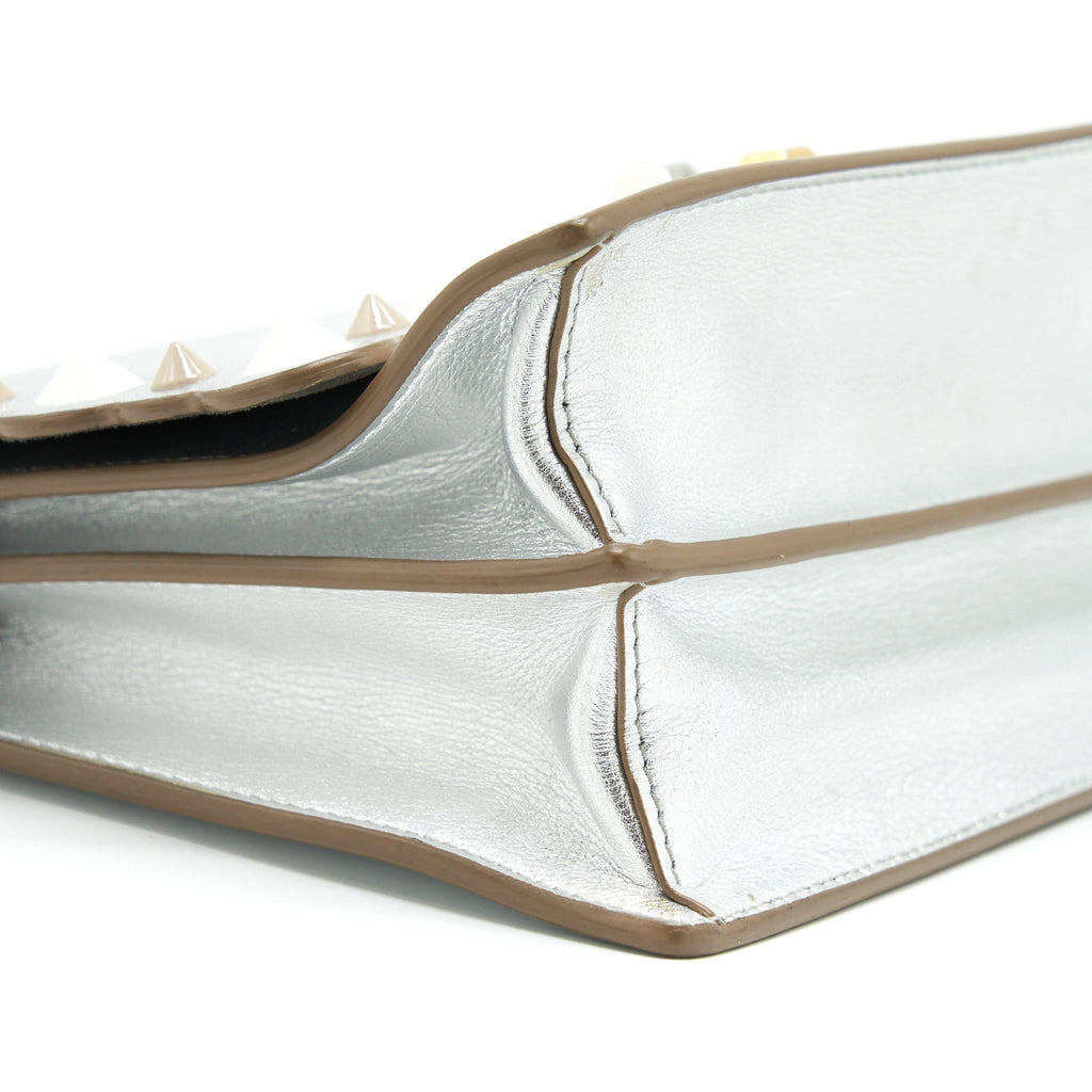 FENDI KAN I BAG METALLIC SLIVER/MULTICOLOR WITH GOLD AND SILVER HARDWARE