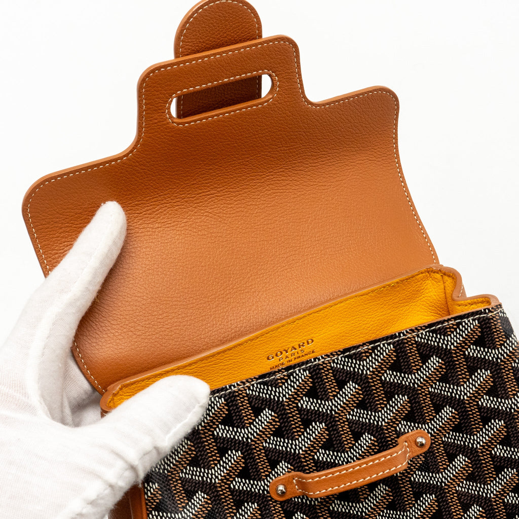 GOYARD MINI SAIGON GOYARDINE CANVAS/CALFSKIN BLACK/TAN SHW
