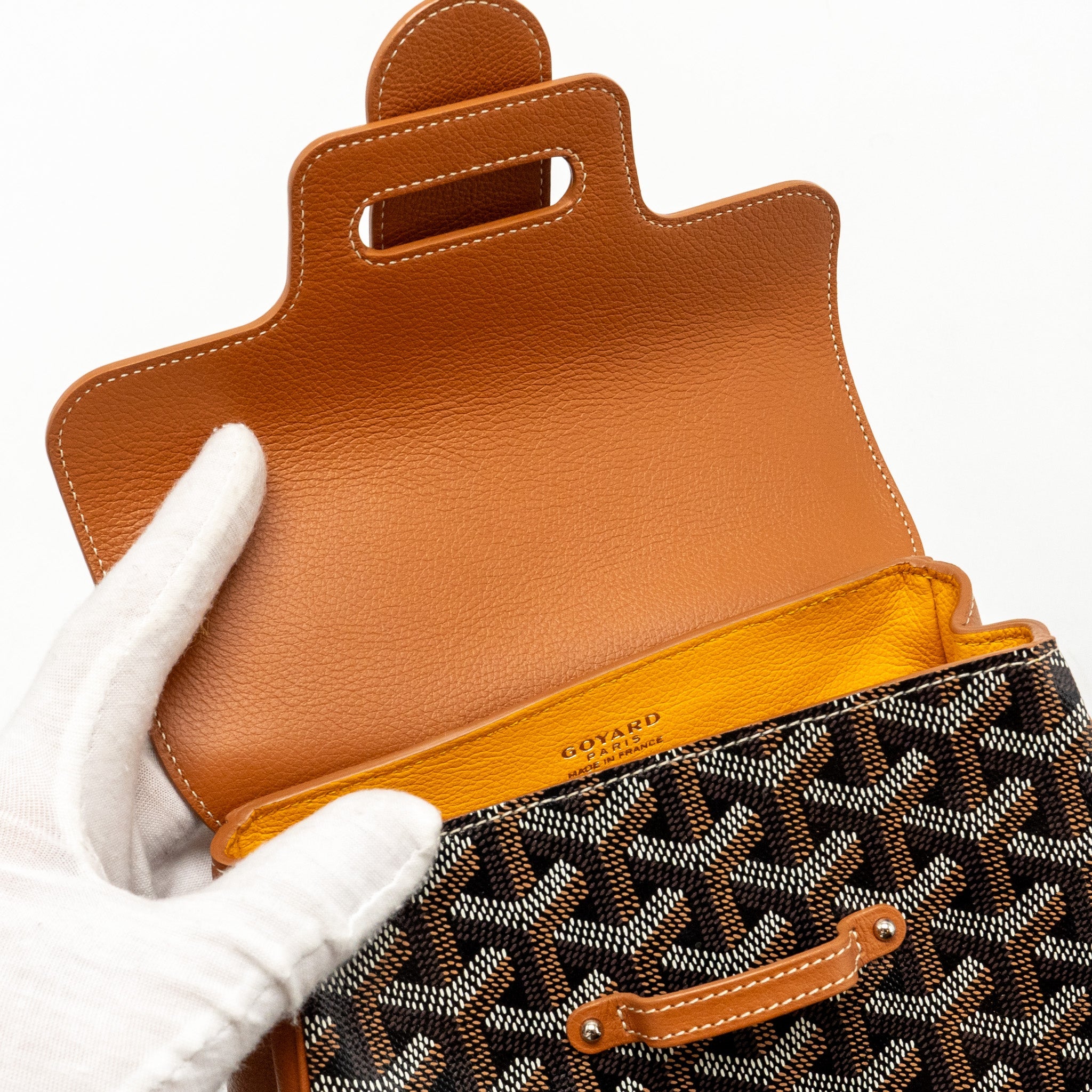 GOYARD MINI SAIGON GOYARDINE CANVAS/CALFSKIN BLACK/TAN SHW
