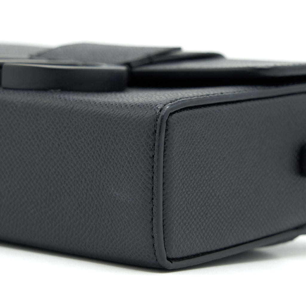DIOR 30 MINI MONTAIGN BOX GRAINED CALFSKIN BLACK WITH BLACK HARDWARE