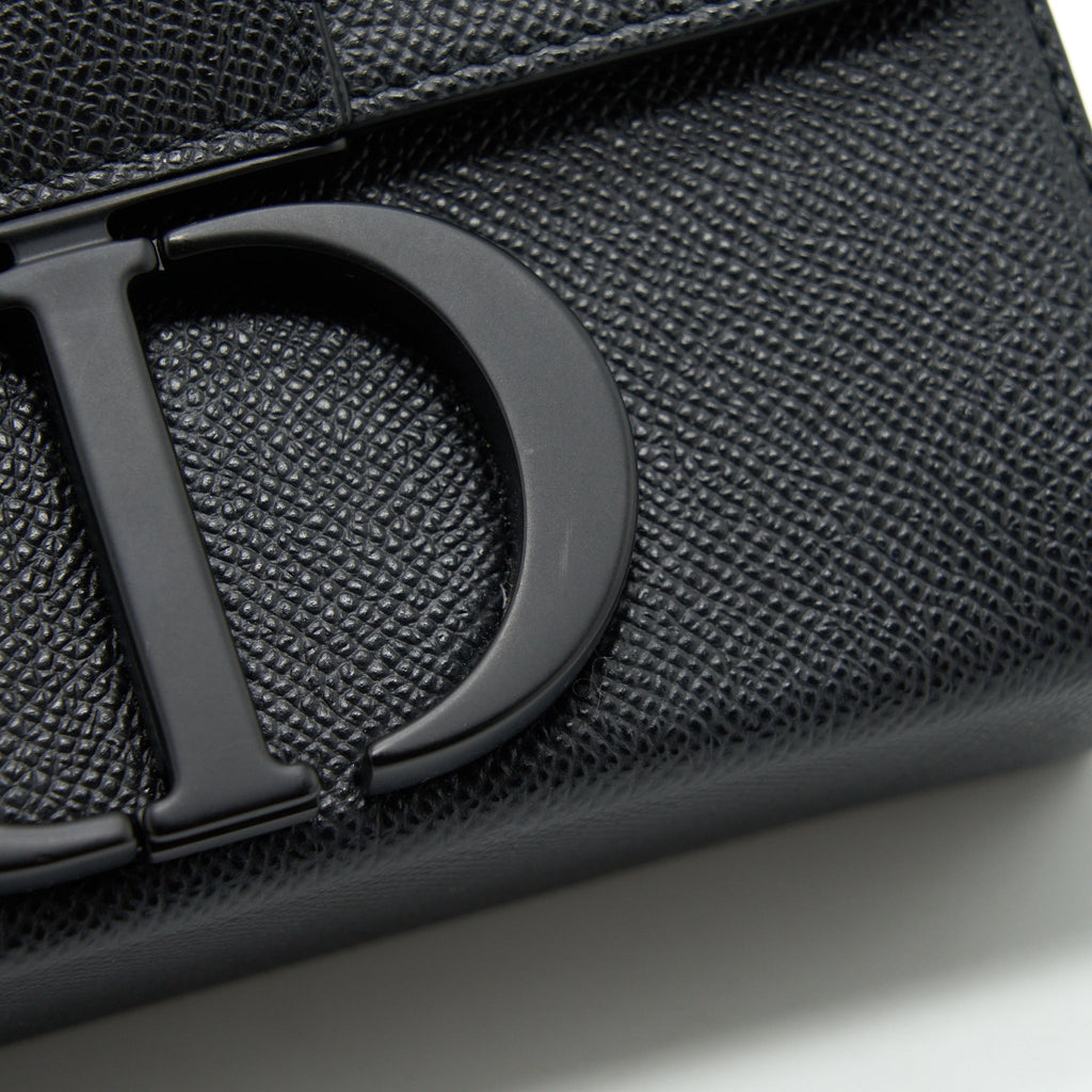 DIOR 30 MINI MONTAIGN BOX GRAINED CALFSKIN BLACK WITH BLACK HARDWARE