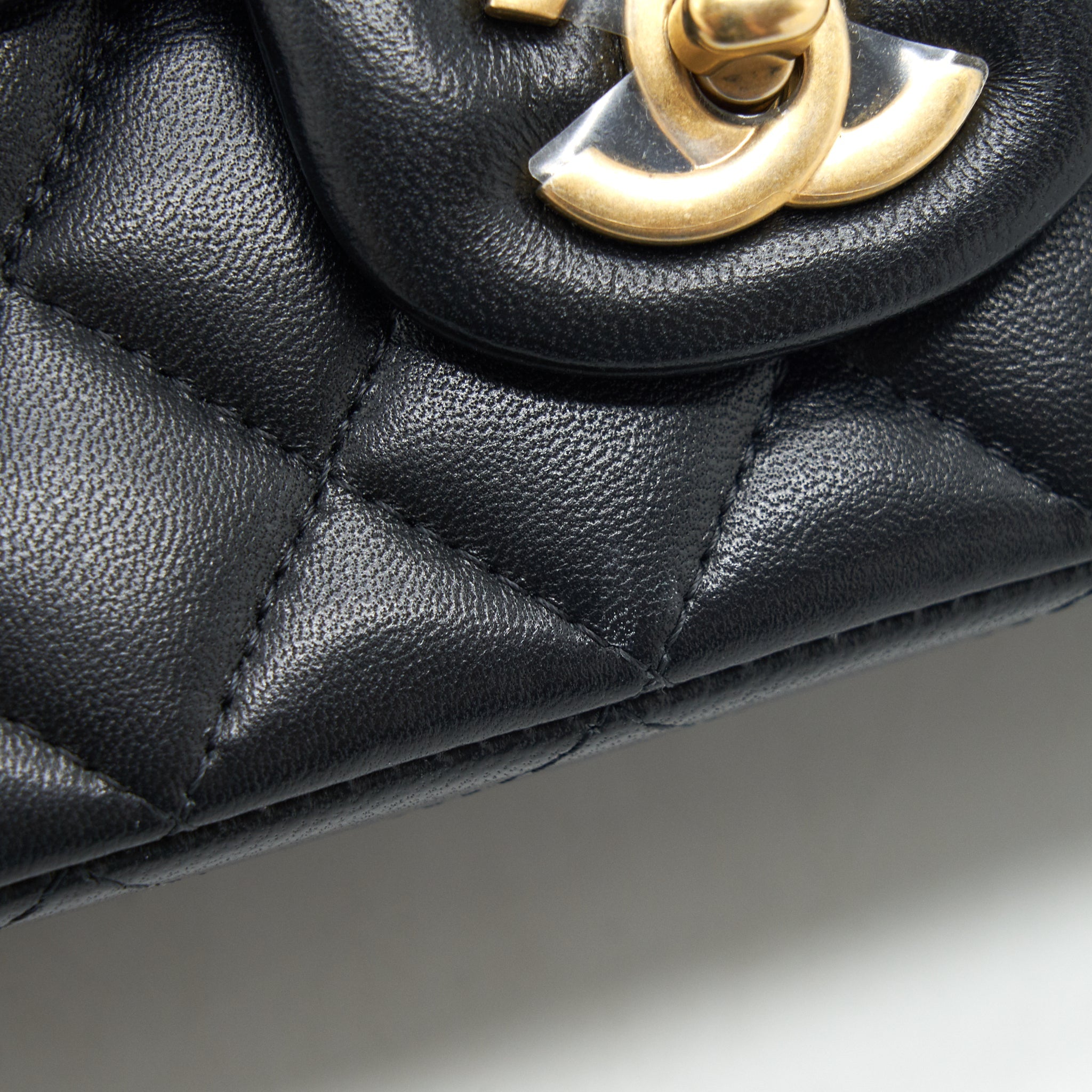 CHANEL TOP HANDLE RECTANGULAR FLAP BAG LAMBSKIN GHW
