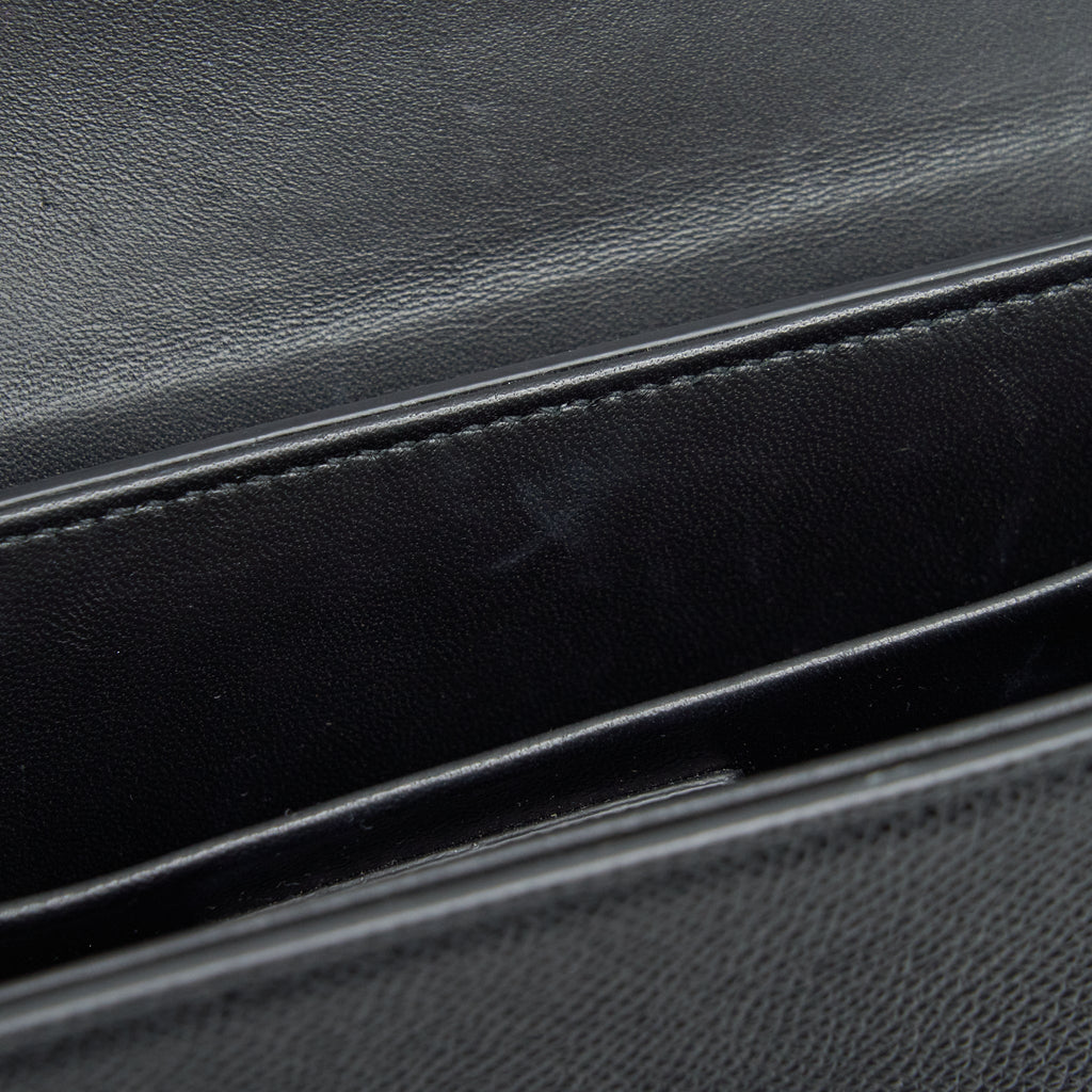DIOR 30 MINI MONTAIGN BOX GRAINED CALFSKIN BLACK WITH BLACK HARDWARE
