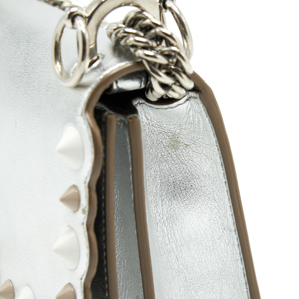 FENDI KAN I BAG METALLIC SLIVER/MULTICOLOR WITH GOLD AND SILVER HARDWARE