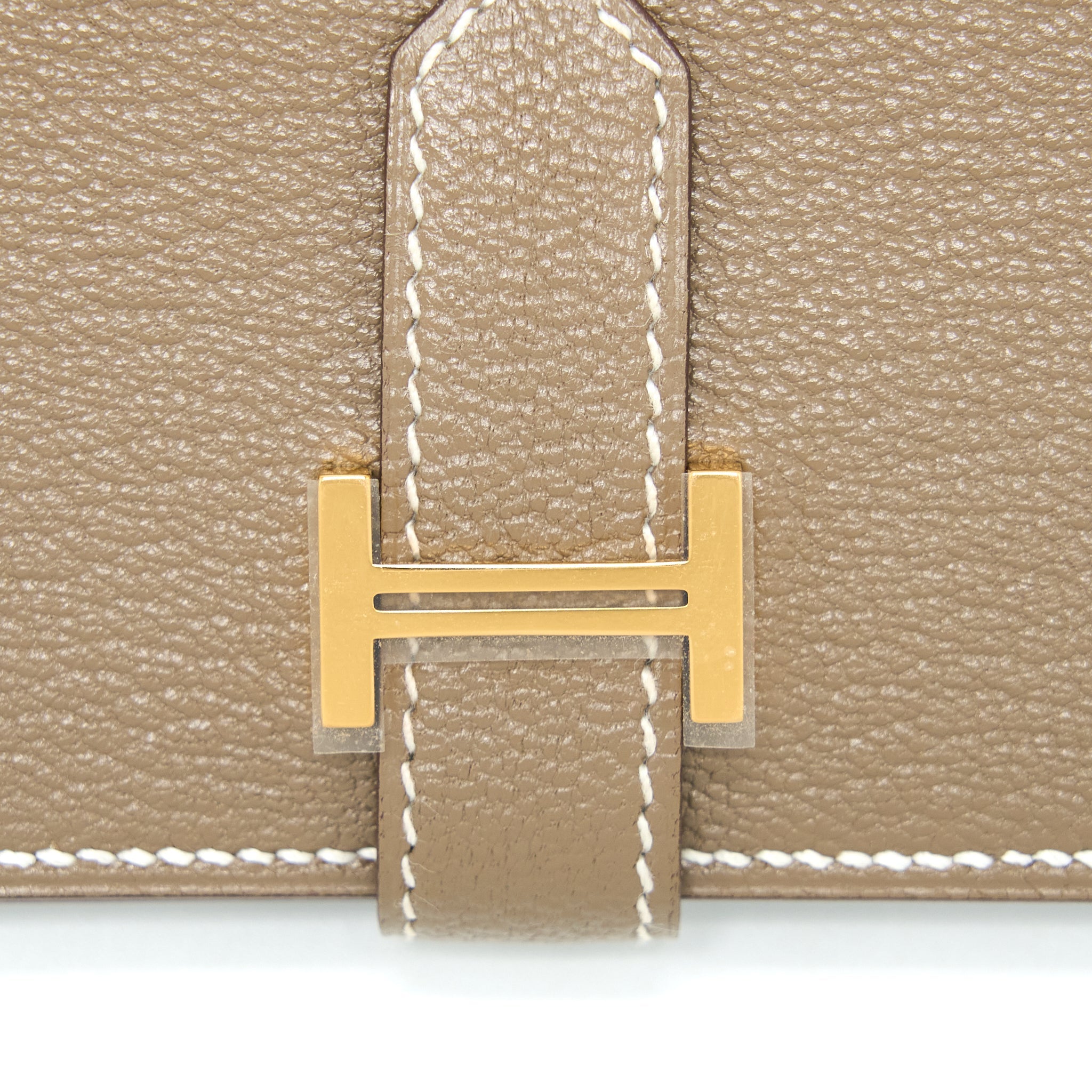 HERMES BEARN MINI WALLET MYSORE GOATSKIN ETOUPE GHW