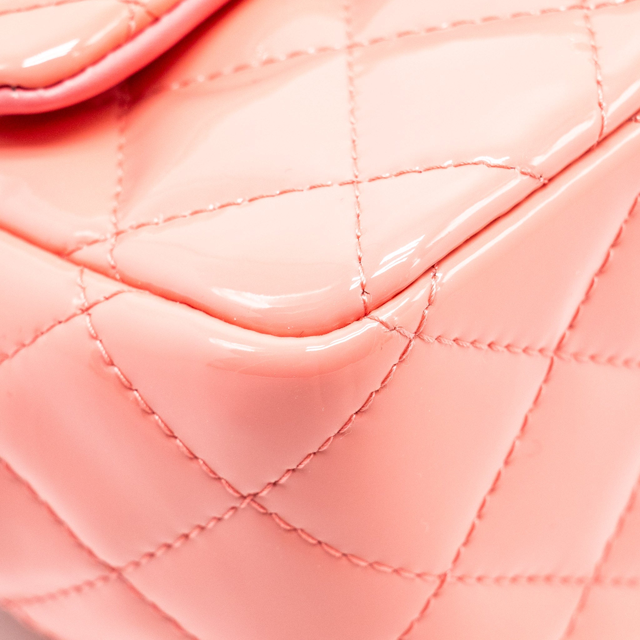 CHANEL MINI SQUARE FLAP BAG PATENT PINK SHW