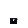 CHANEL FLAP CARD HOLDER GIANT CC LOGO VELVET BLACK LGHW
