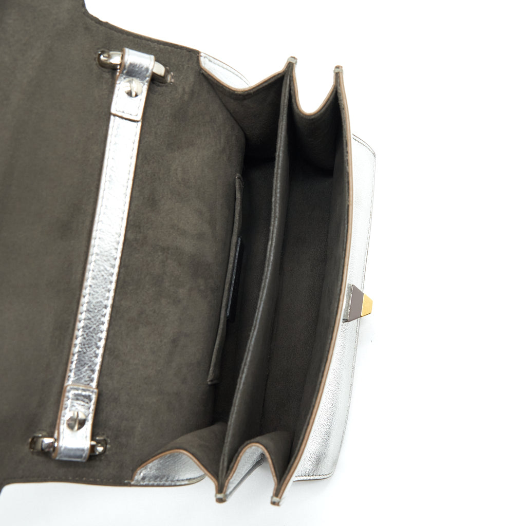 FENDI KAN I BAG METALLIC SLIVER/MULTICOLOR WITH GOLD AND SILVER HARDWARE