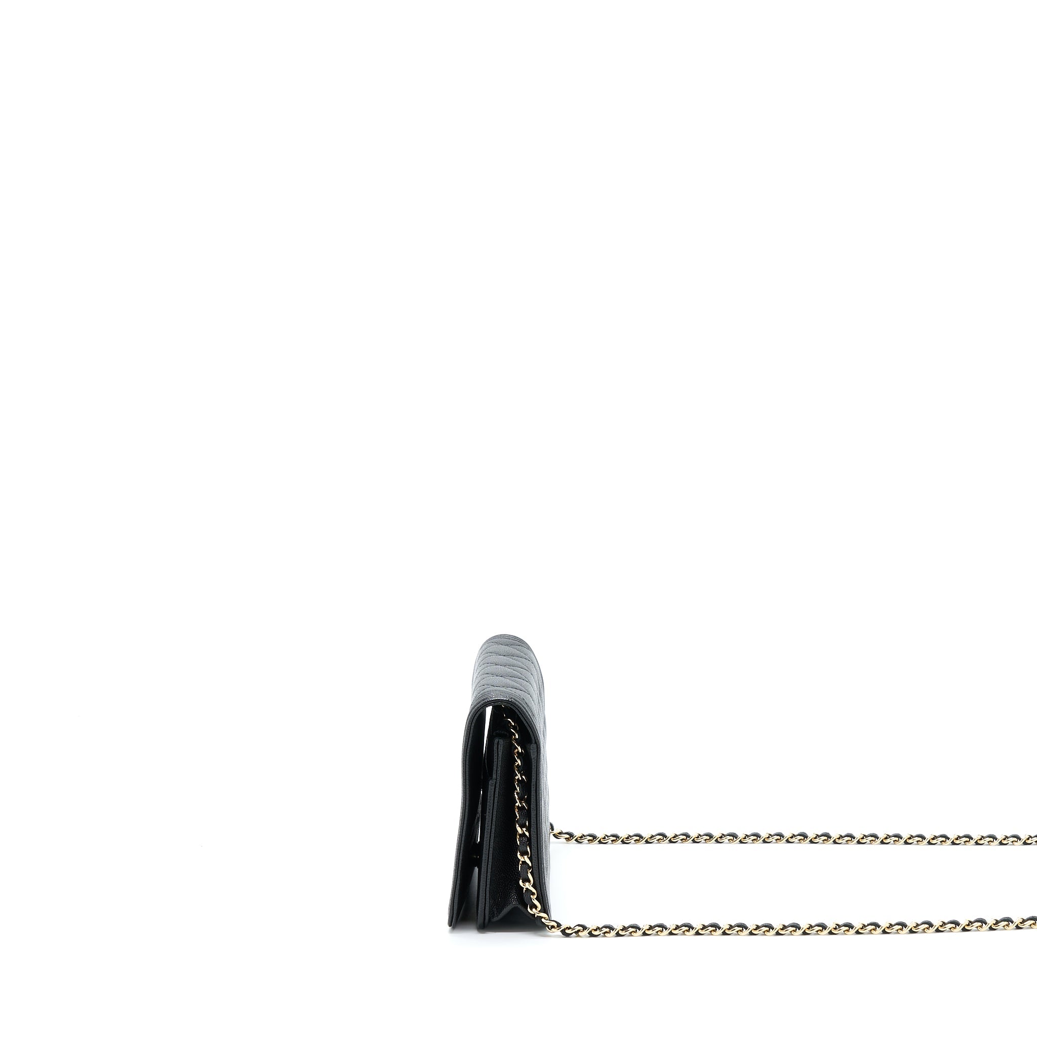 CHANEL BOY WALLET ON CHAIN CAVIAR BLACK LGHW