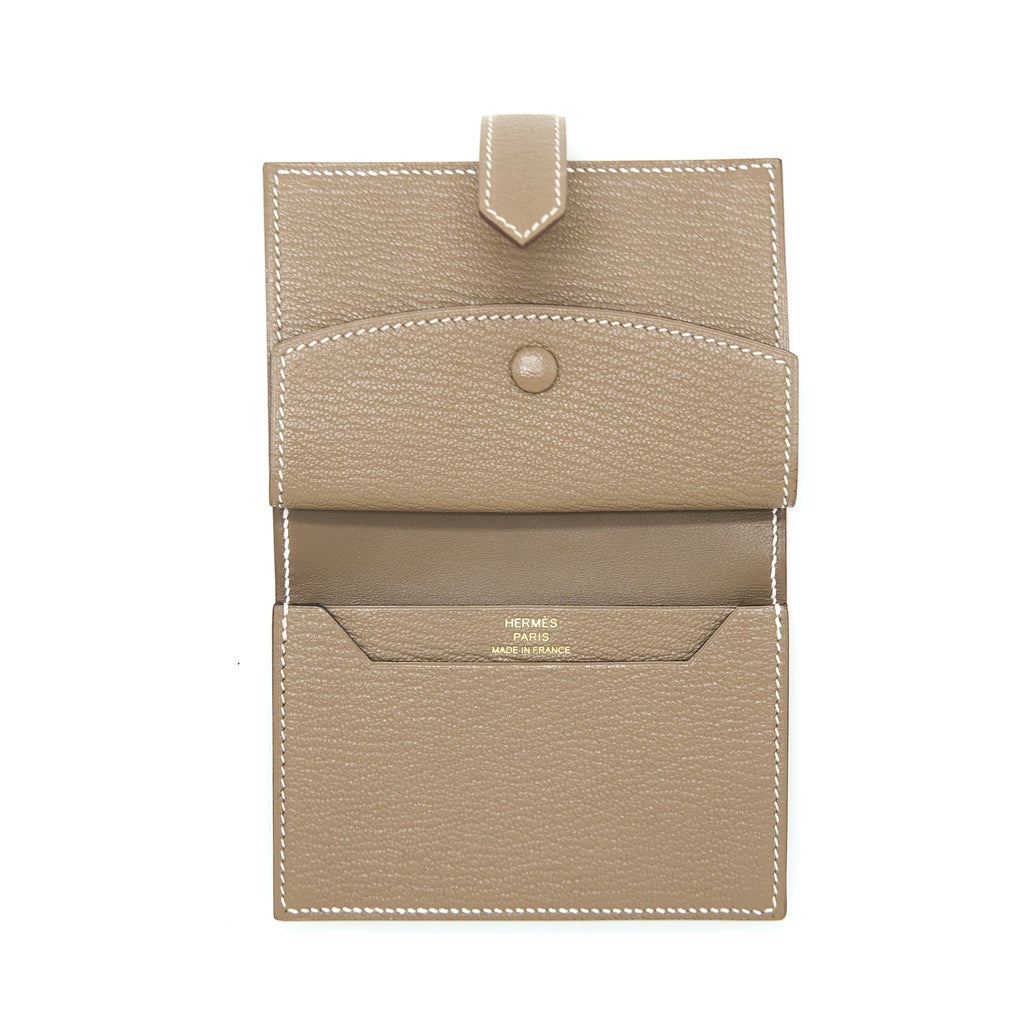 HERMES BEARN MINI WALLET MYSORE GOATSKIN ETOUPE GHW