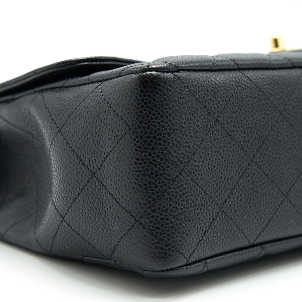 CHANEL CLASSIC JUMBO SINGLE FLAP BAG BLACK CAVIER GHW