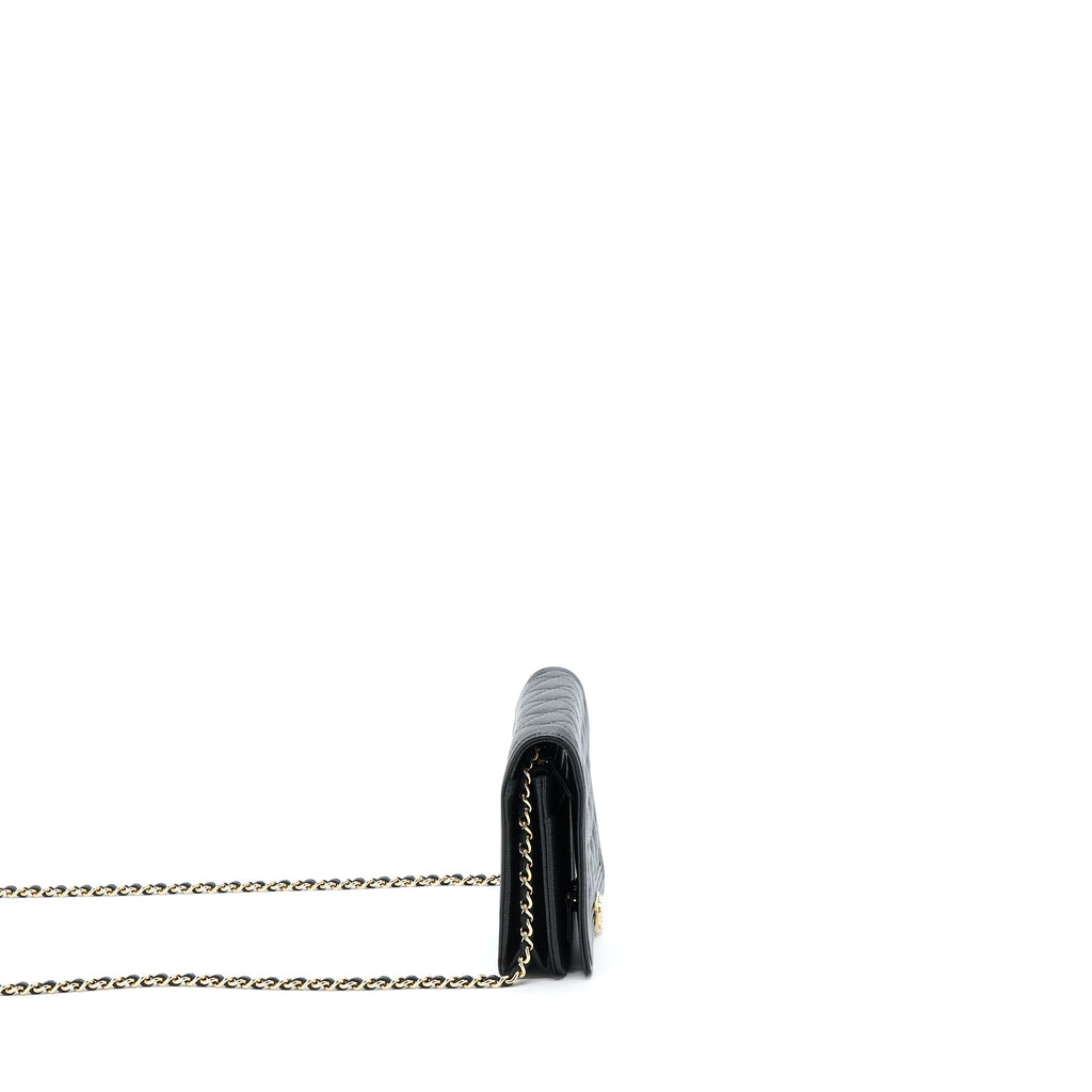 CHANEL BOY WALLET ON CHAIN CAVIAR BLACK LGHW