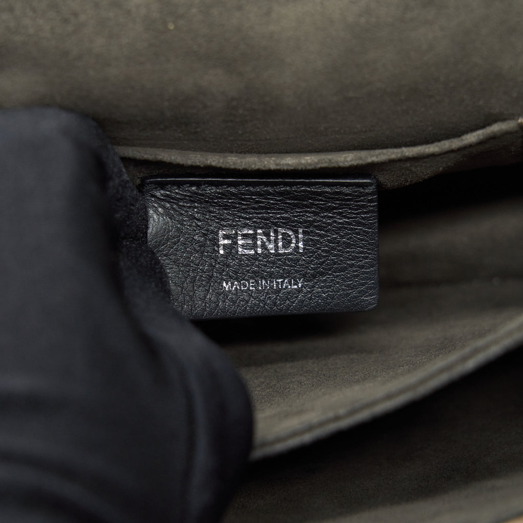 FENDI KAN I BAG METALLIC SLIVER/MULTICOLOR WITH GOLD AND SILVER HARDWARE