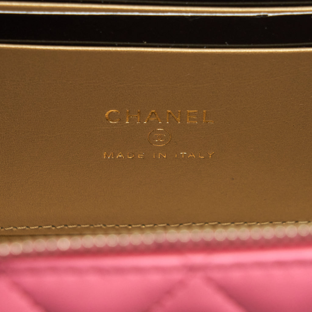 CHANEL 22S PEARL CRUSH LONG VANITY WITH CHAIN LAMBSKIN PINK GHW