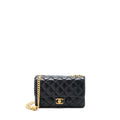 CHANEL 22K GOLD PILLAR ADJUSTMENT CHAIN FLAP BAG LAMBSKIN BLACK GHW (MICROCHIP)
