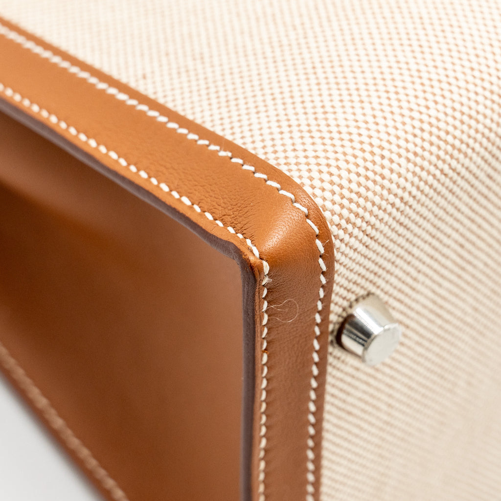 HERMES KELLY 28 SELLIER TOILE H/SWIFT ECRU/GOLD SHW