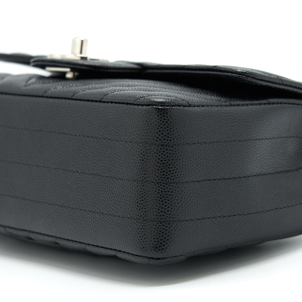 CHANEL CHEVRON MINI RECTANGULAR FLAP BAG CAVIAR BLACK SHW