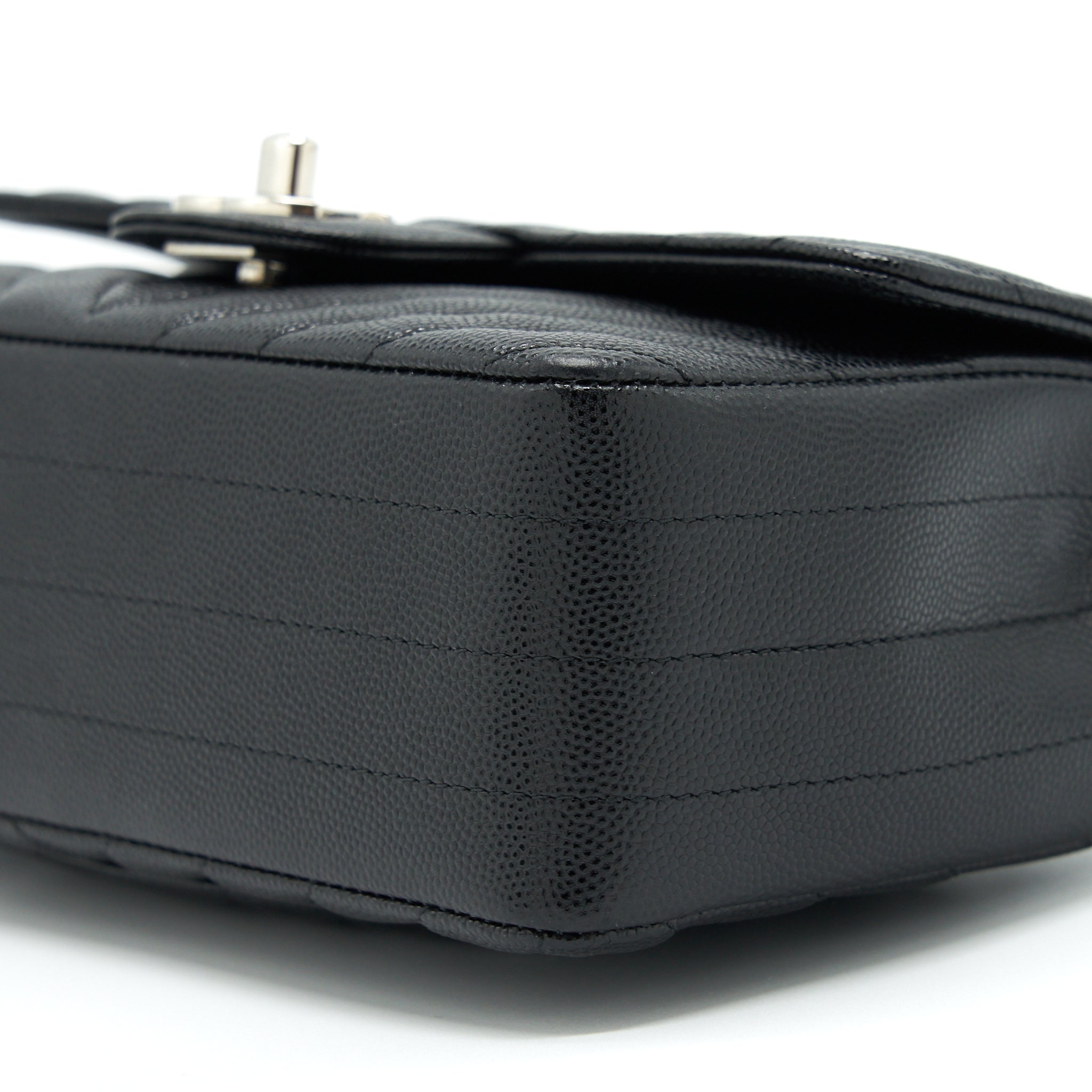 CHANEL CHEVRON MINI RECTANGULAR FLAP BAG CAVIAR BLACK SHW