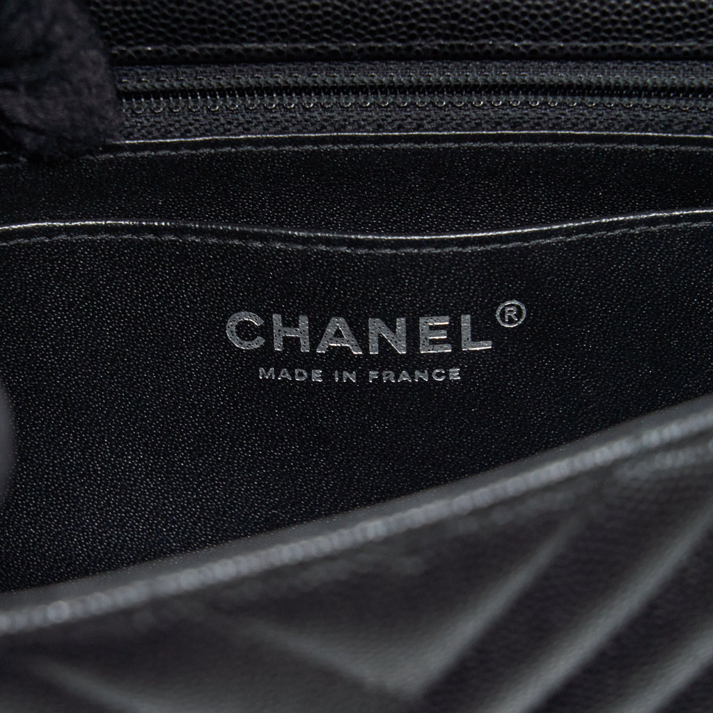 CHANEL CHEVRON MINI RECTANGULAR FLAP BAG CAVIAR BLACK SHW