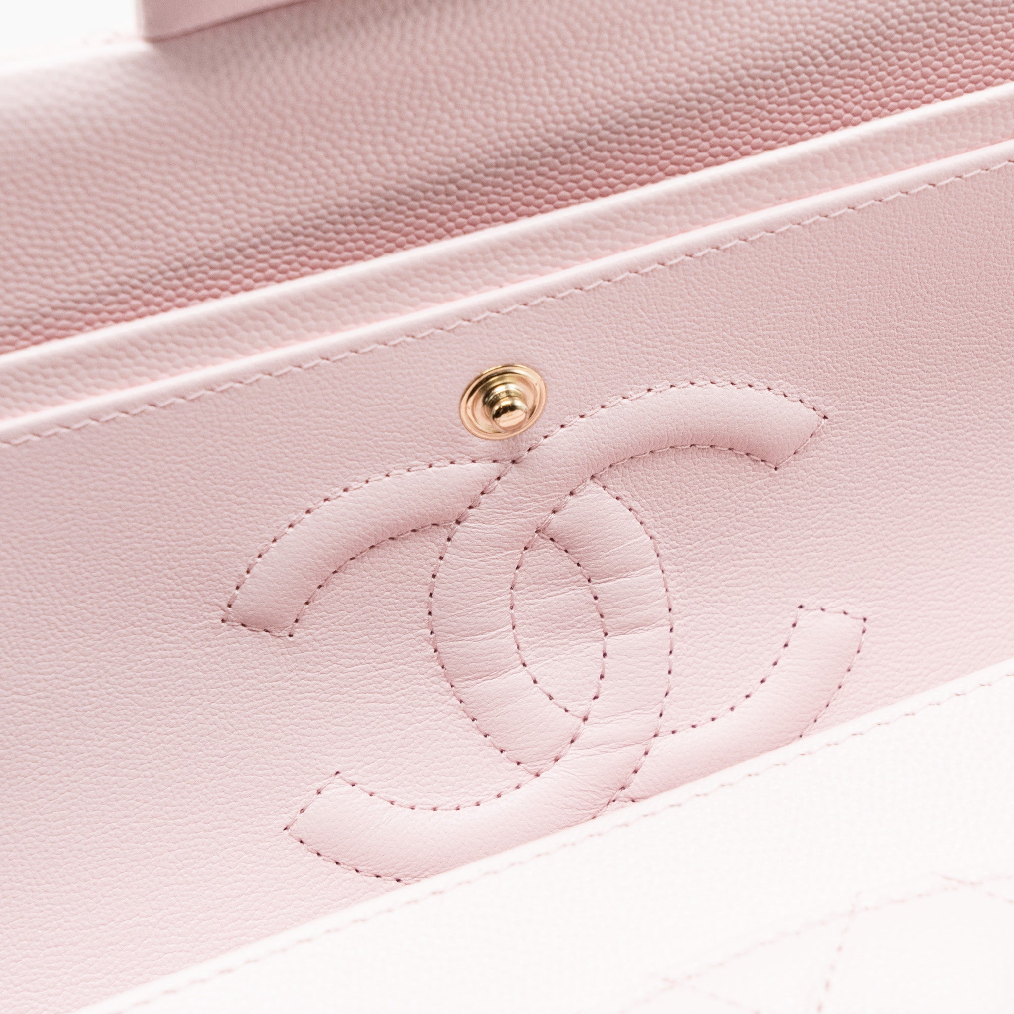 CHANEL MEDIUM CLASSIC DOUBLE FLAP BAG CAVIAR LIGHT PINK LGHW (MICROCHIP)