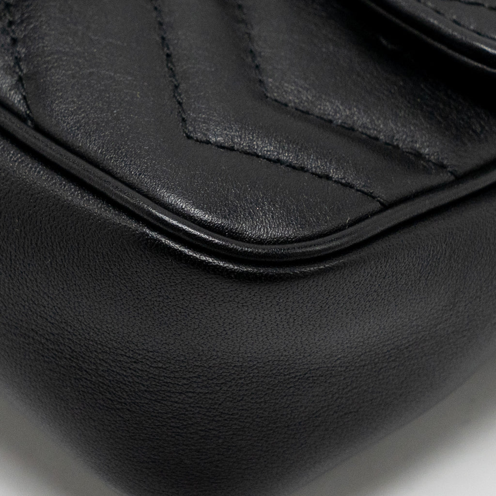 GUCCI MINI GG MARMONT CALFSKIN BLACK GHW
