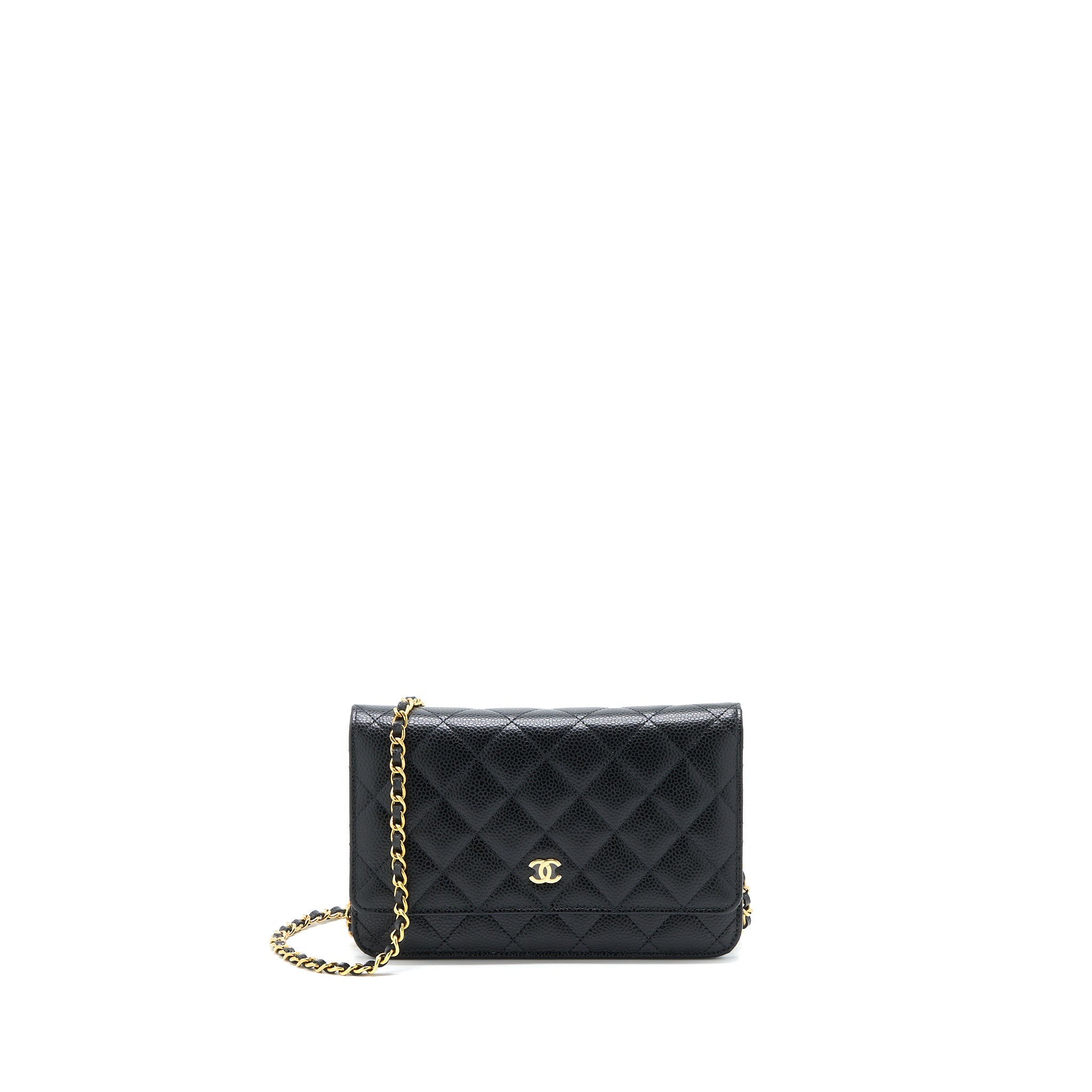 CHANEL CLASSIC WALLET ON CHAIN CAVIAR BLACK GHW (MICROCHIP)